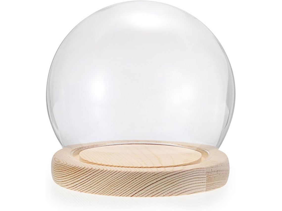 Campana De Cristal Con Base De Madera Maciza, Cúpula Decorativa Para Plantas, Colecciones Y Juguetes.