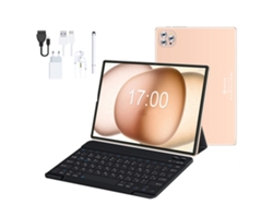 Tableta Veanxin V62 con Bluetooth, funda de cuero, teclado, auriculares, lápiz óptico, 10,1 pulgadas, 64 GB, 4 GB de RAM, Wi-Fi 4G, color dorado