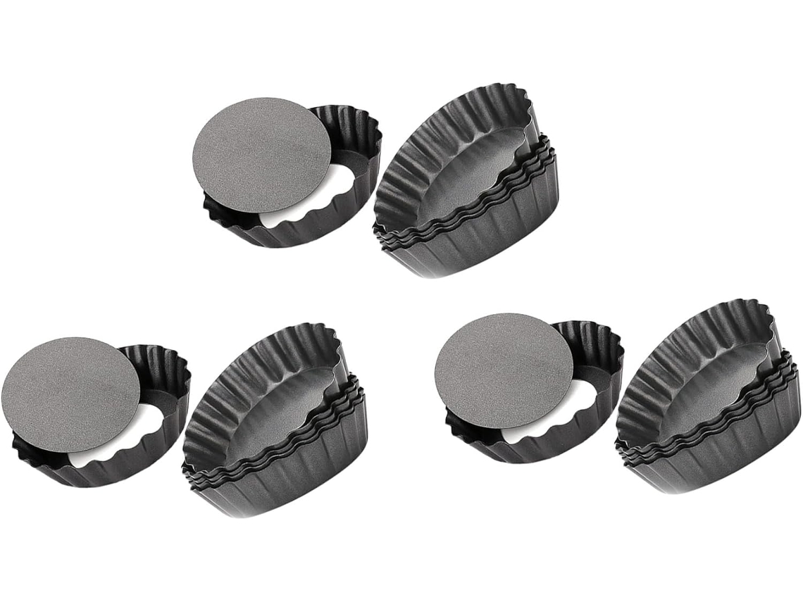 Juego de 18 moldes para tartaletas de huevo, mini moldes de 7,6 cm con fondo extraíble, molde Gokoco Pair