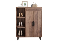 Zapatero Estrecho Con 2 Puertas Abiertas, Madera Multiusos