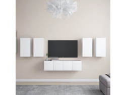 6 Pzs Pack de Muebles de Armario Tv Contrachapado Blanco