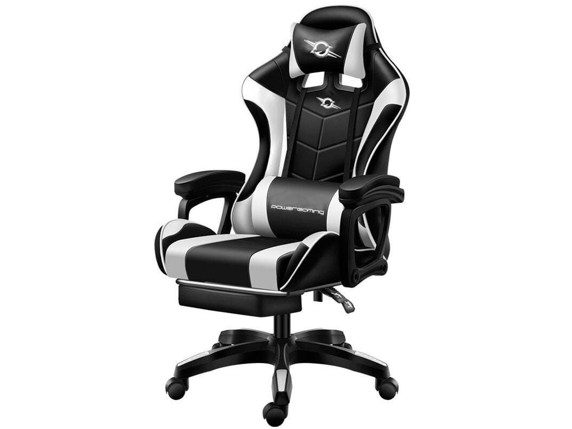 Silla Gaming Powergaming Negro/Blanco con Reposapiés