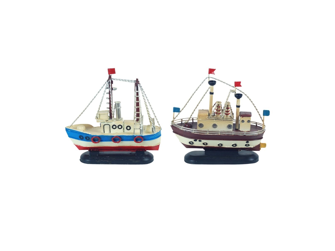 Barco De Metal con Banderas Incluye 2 Unidades Regalo Vehículos Colección Marinero Y Náutico Decor And Go