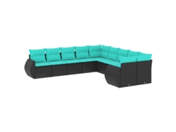 Maison Exclusive - Conjunto De Sofá De Jardín De 10 Piezas Con Cojines, De Poliratán Negro