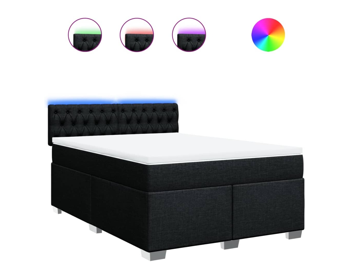 Maison Exclusive - Cama Box Spring Con Colchón Tela Negro 140x190 Cm