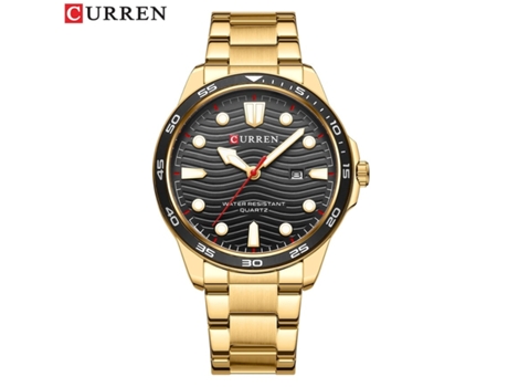 Relojes para Hombre Reloj de Cuarzo analógico de Acero Inoxidable de Moda Reloj de Pulsera con Calendario para Hombre-Concha Dorada Negro VEANXIN