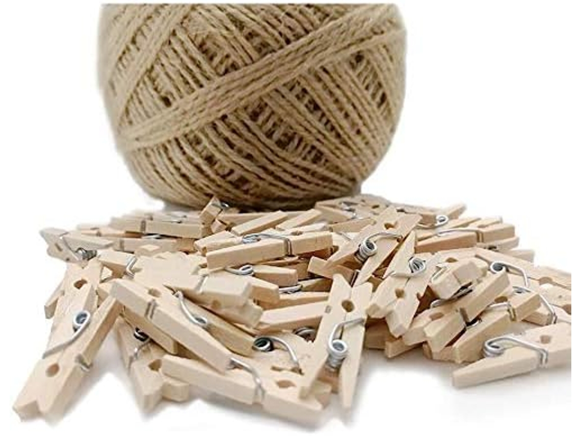 MEOIRUERY Mini cordel de fibra natural, cordel de madera sin pintar para manualidades, cordel biodegradable para uso doméstico, ideal para decoración DIY y para