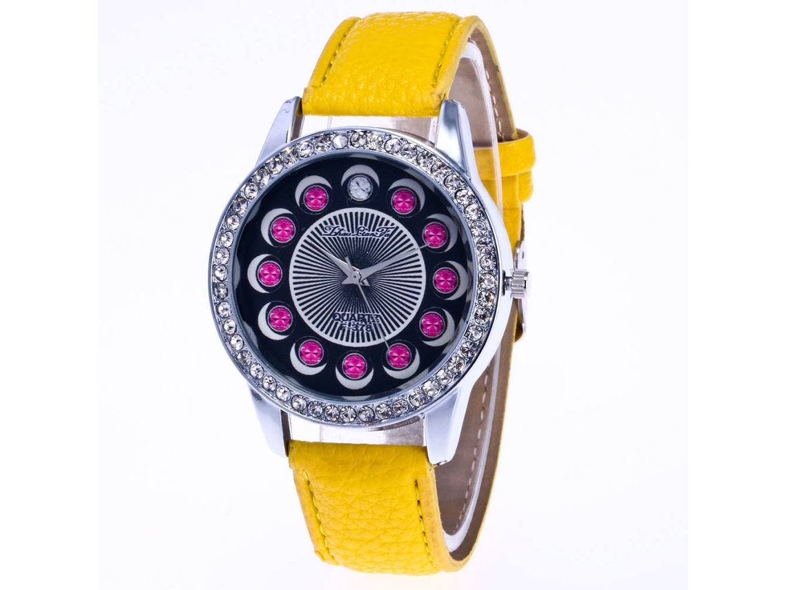 Elegante Reloj De Pulsera De Cuarzo Para Mujer, Correa Informal, Regalo De Moda, Amarillo.