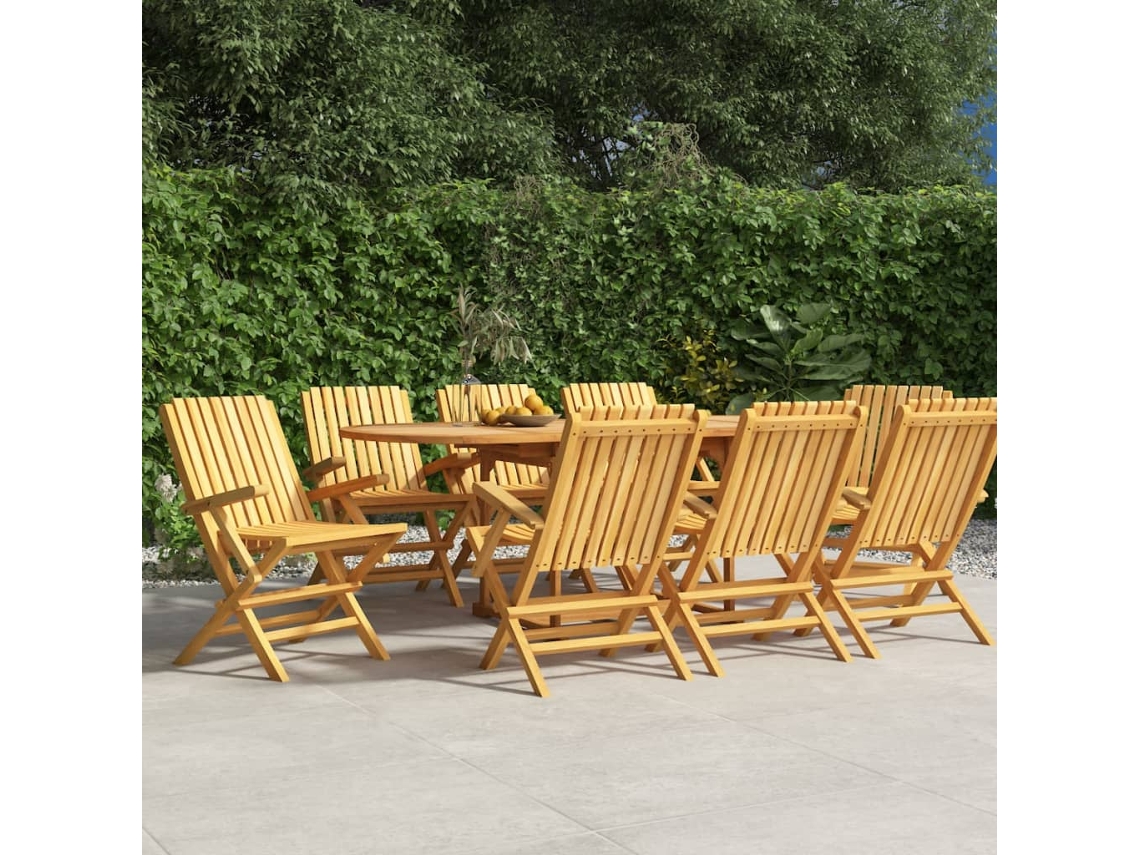 Sillas de jardín plegables (8 unidades, 61 x 67 x 90 cm), teca maciza, DKD Home Decor