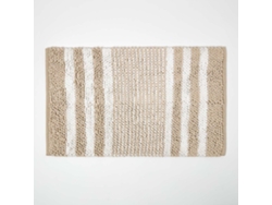 Homescapes Beige Chenille Stripe Bath Mat, 50 X 80 Cm