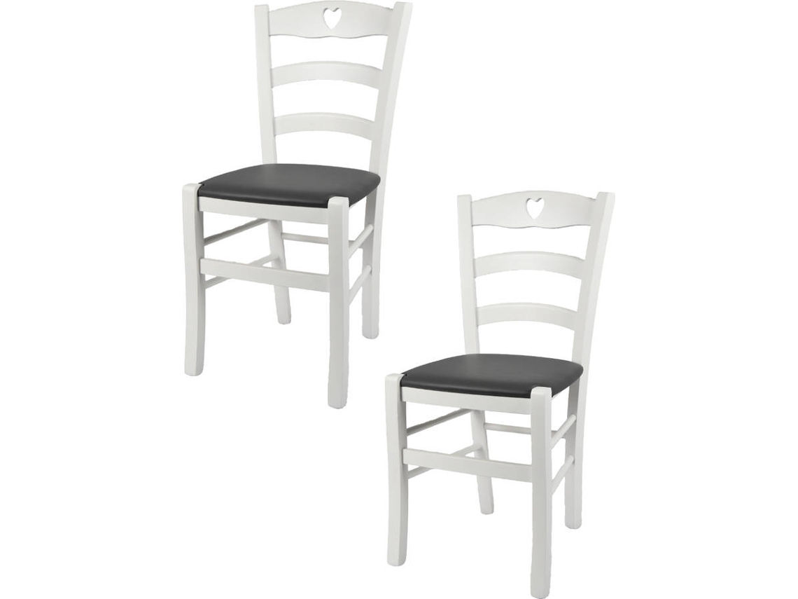 Conjunto de 2 Cadeiras T M C S Cuore 252LBI-PN623 (Branco - 88x43x46 cm - Madeira)