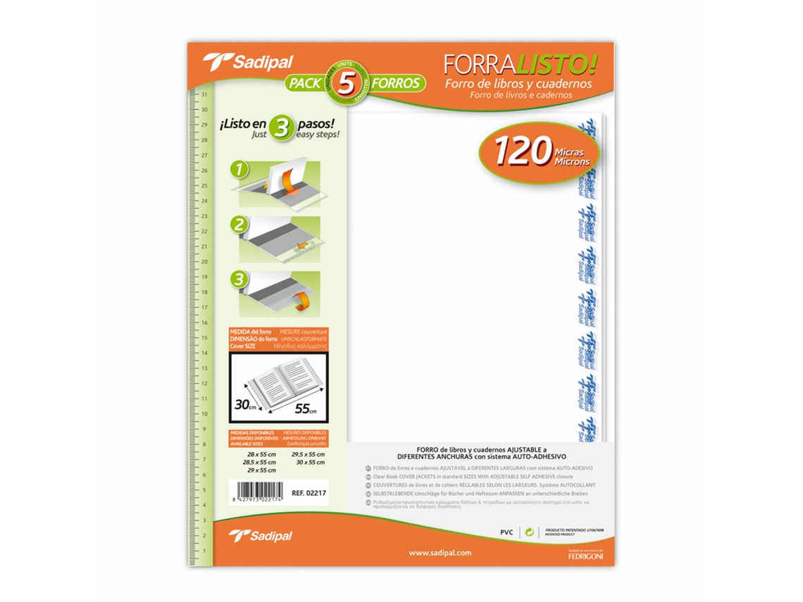 Capa Forra Livros Ajustavel SADIPAL 30X55cm 120 Microns 02217 Blister C/5