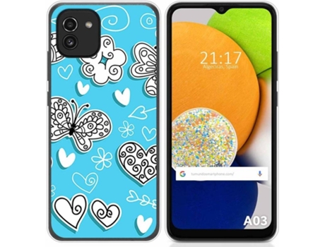 Carcasa para Samsung Galaxy A03 TUMUNDOSMARTPHONE Dibujos Mariposas Multicolor
