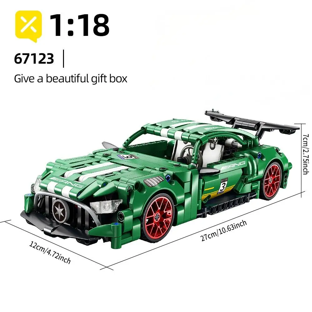 (456 Piezas) 1:18 Racing Model Blocks Set Creativo Diy Assembly Engineer Car Blocks Toys