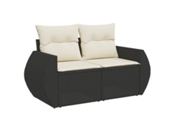 Conjunto de 5 sofás de jardín con cojines de mimbre, color negro, EXCLUSIVA MAISON (5 piezas)