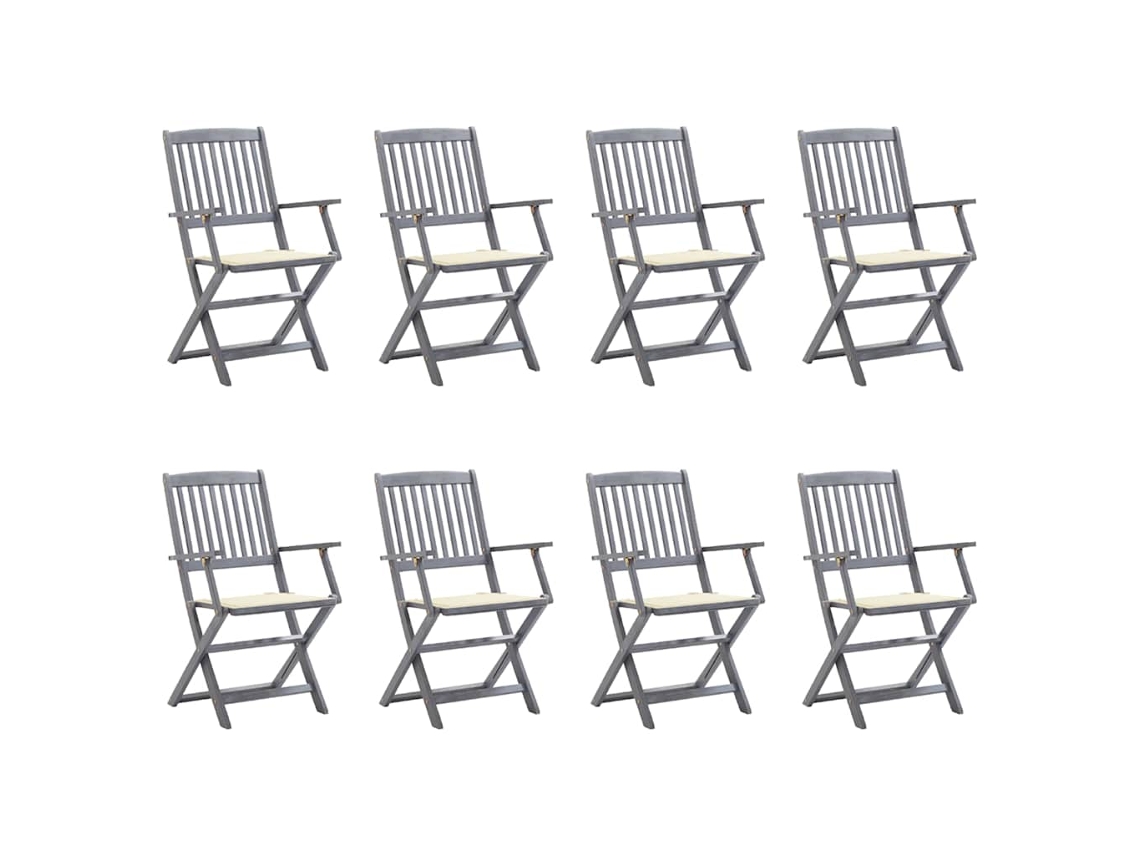 Sillas plegables de exterior DKD HOME DECOR, 8 piezas, con cojines de acacia maciza