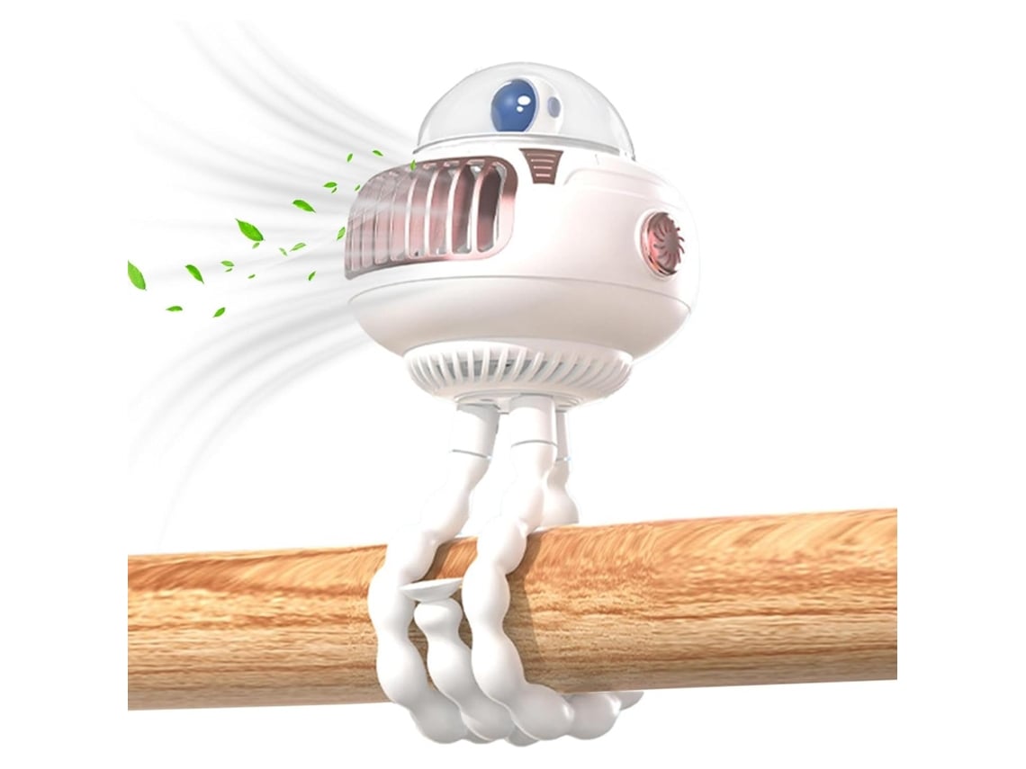 Ventilador Para Cochecito De Bebé (blanco) - Mini Refrigerador Portátil Octopus - Recargable Por Usb - Velocidad Ajustable