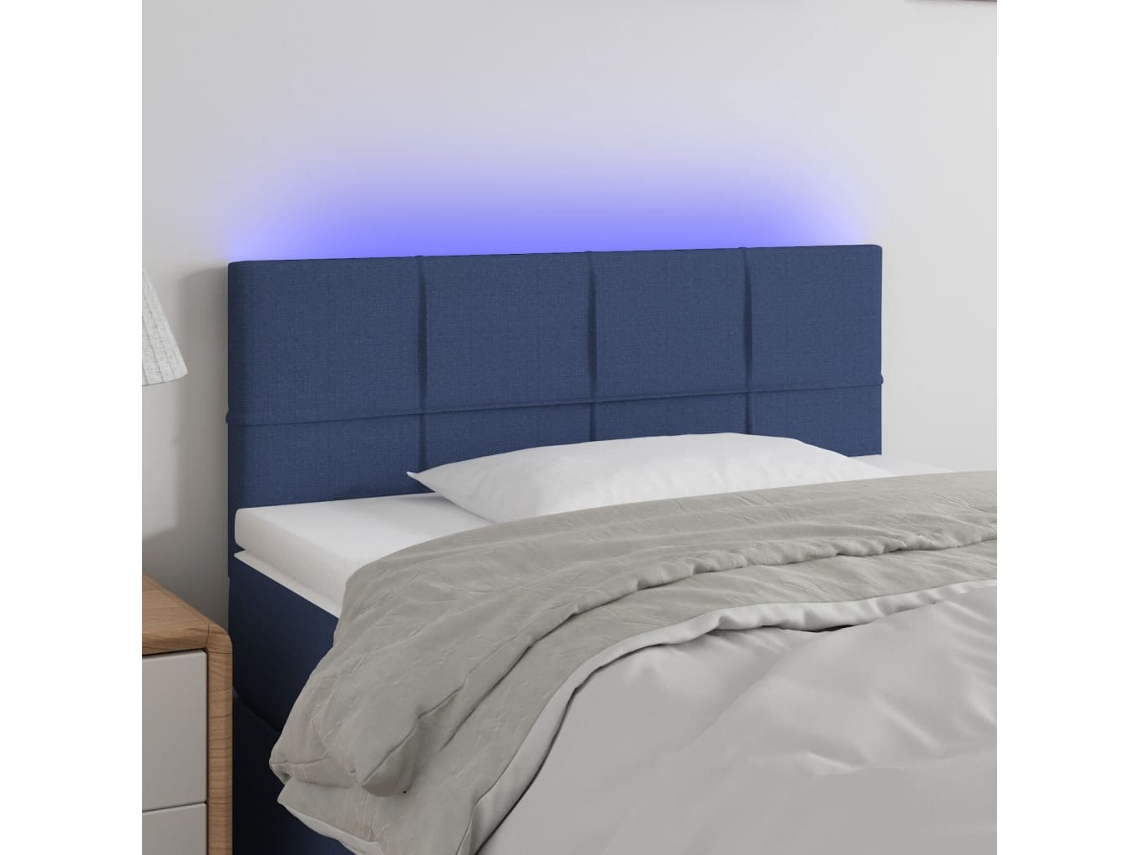 Cabecero Con Led De Tela Azul 90x5x78/88 Cm