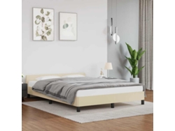 Estructura De Cama Con Cabecero Sin Colchón Crema 140x200 Cm