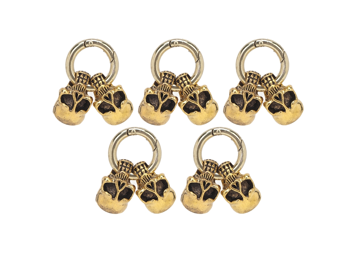 5 Hebillas De Punta De Cuerda Con Cabeza De Calavera De Aleación, Pequeñas Y Compactas Para Pulseras Y Joyería Diy.