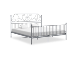 Estructura De Cama Sin Colchón Metal Gris 200x200 Cm