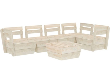 Conjunto 6 Muebles de palets para jardín VIDAXL madera de abeto impregnada