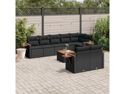 Conjunto de sofás de jardín de 9 piezas DKD Home Decor con cojines de mimbre negros