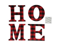 Letrero De Madera Con Estampado De Cuadros Rojos Y Negros, Letrero Navideño Decorativo, Para Colgar En El Hogar, La Pared O La Ventana.