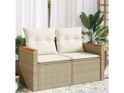 Sofá de jardín de 2 plazas con cojines de mimbre beige, Dkd Home Decor