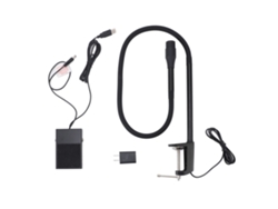 Lámpara LED UV 2026 para extensiones de pestañas con cuello de cisne, tamaño ajustable, abrazadera y pedal para curado de gel.