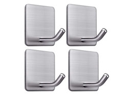 Ganchos adhesivos impermeables de acero inoxidable Linjou para baño, cocina y hogar (paquete de 4)