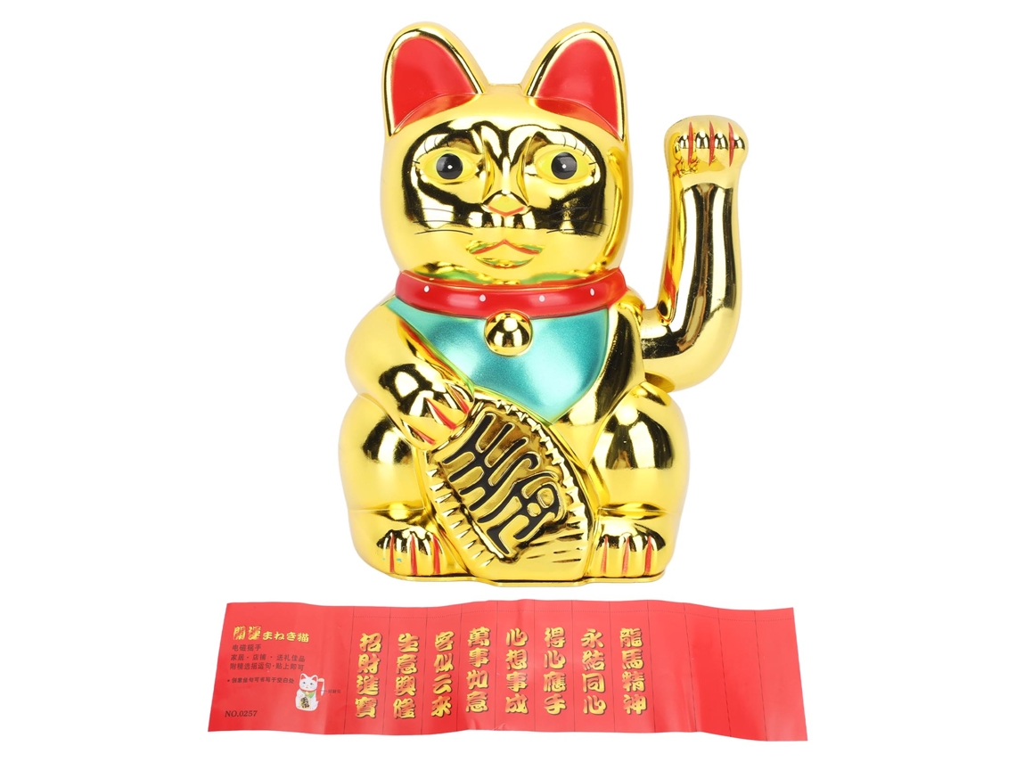 Adorno De Gato De La Suerte Con Brazo Mecánico, 8 Pulgadas, Dorado, Para El Hogar/restaurante.