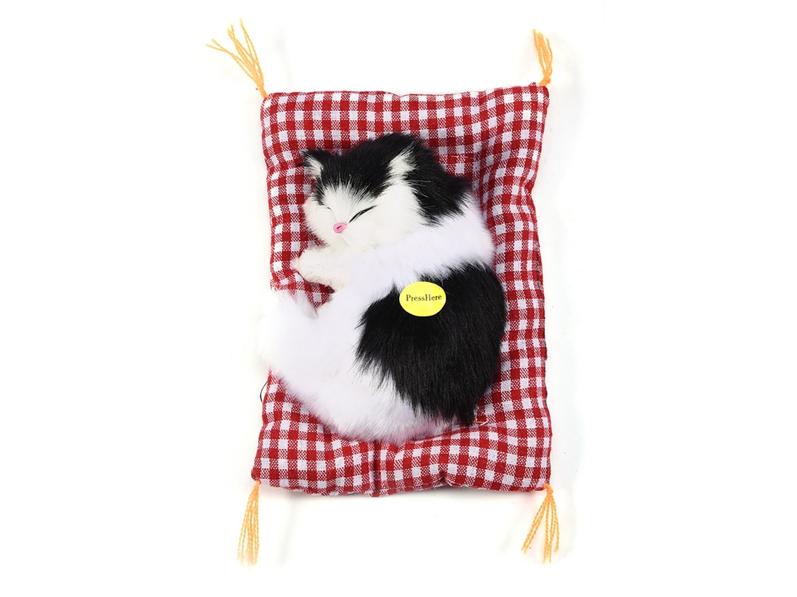 Muñeco De Trapo De Peluche Con Forma De Gato Durmiendo, Con Sonido, Ideal Para Decoración Del Hogar (blanco Y Negro).