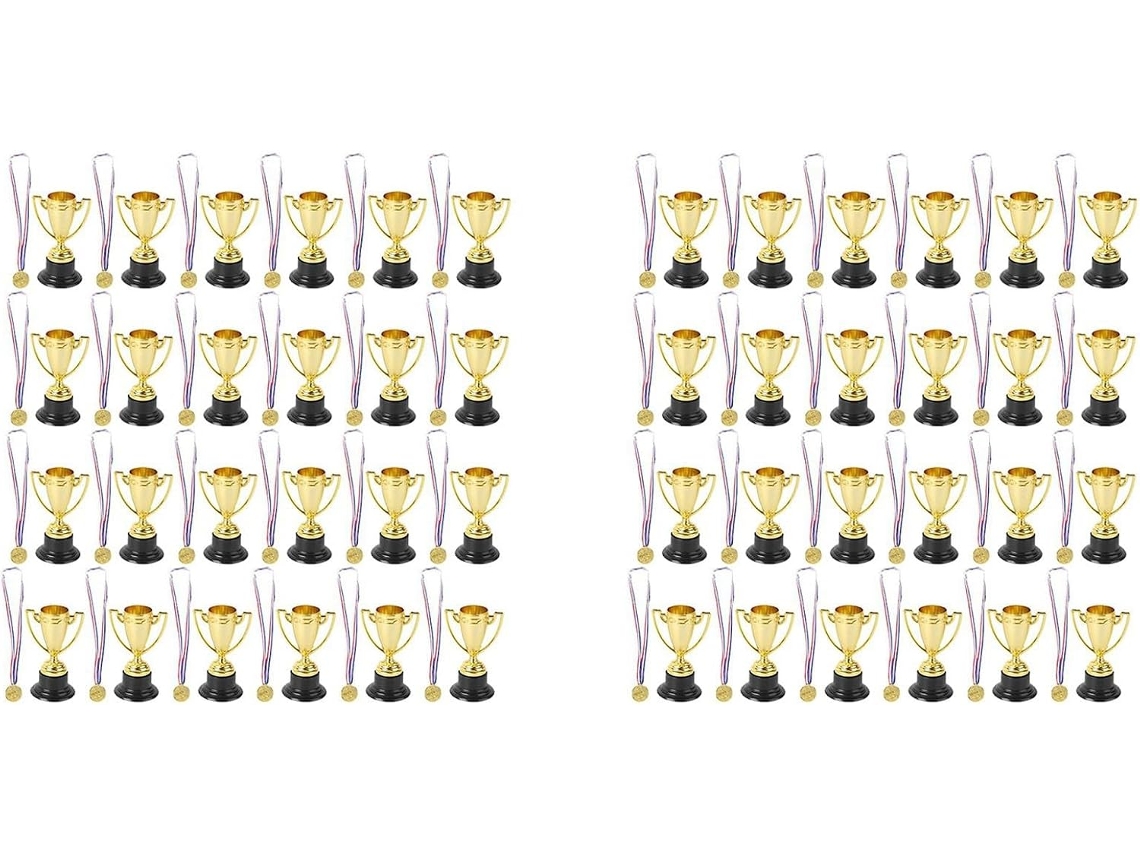 Juego De 96 Trofeos Y Medallas, 24 Medallas De Plástico Dorado Para Premios.