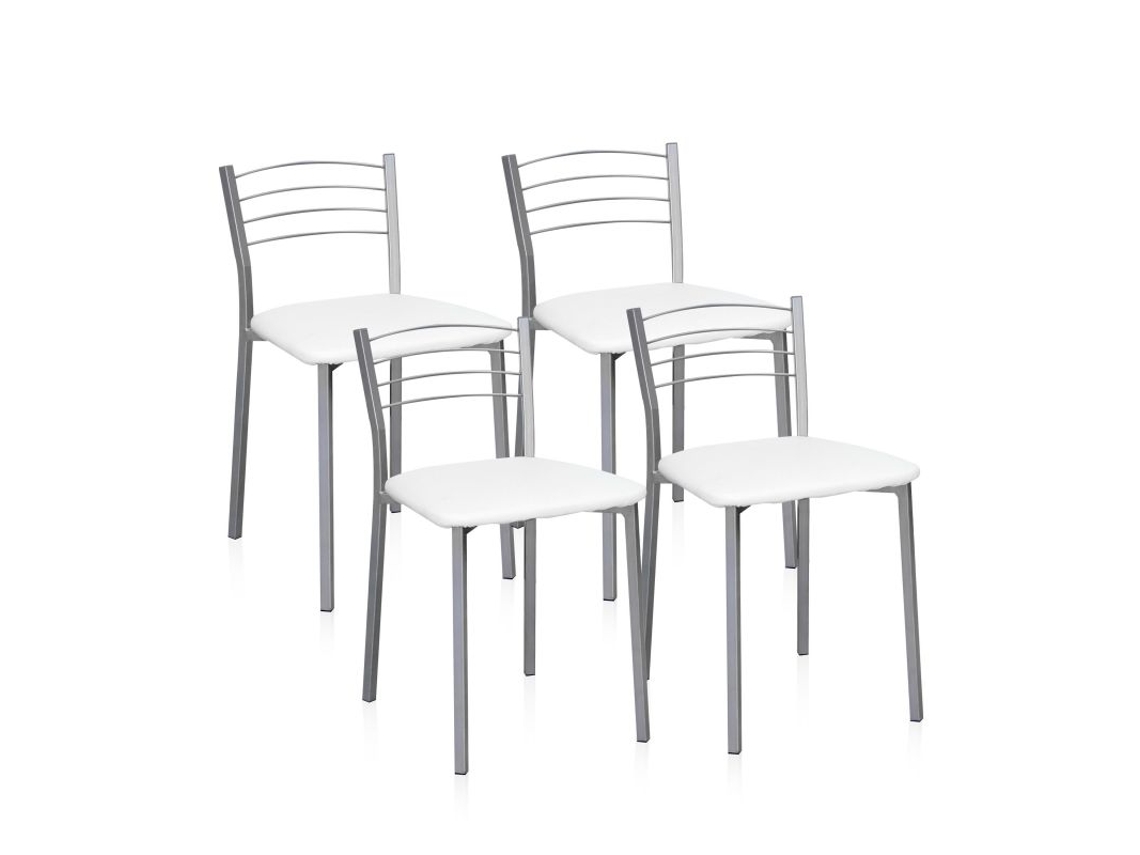 Conjunto de 4 Cadeiras DUEHOME Chef-S (Cinzento - PVC e Pele Sintética - 40 x 63 cm)
