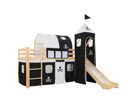 Cama alta para niños tobogán y escalera madera pino 97x208 cm MAISON EXCLUSIVE