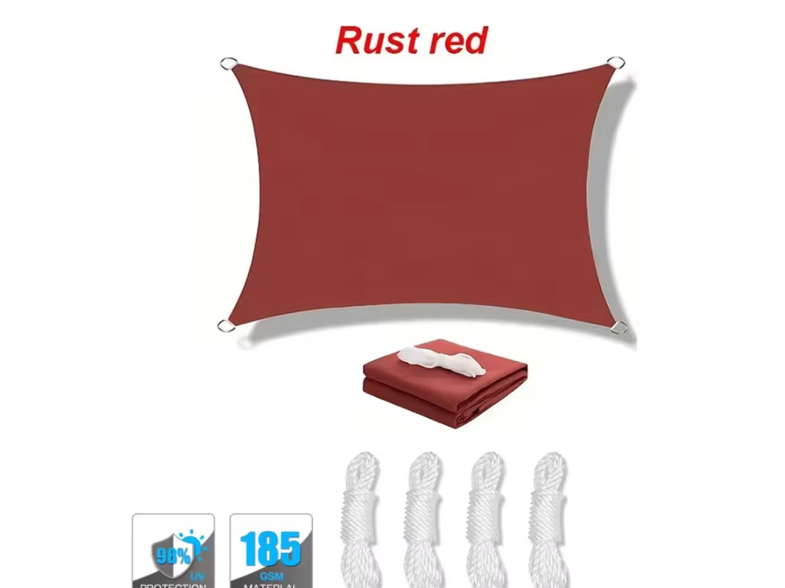 Toldo Vela De Sombra Impermeable Y Protección Uv Con Cuerdas Para Jardín Y Patio,rojo/2x3m Gertiz