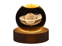 Luz Nocturna De Cristal Luminoso - Saturno (6Cm) JEIIBRZUI