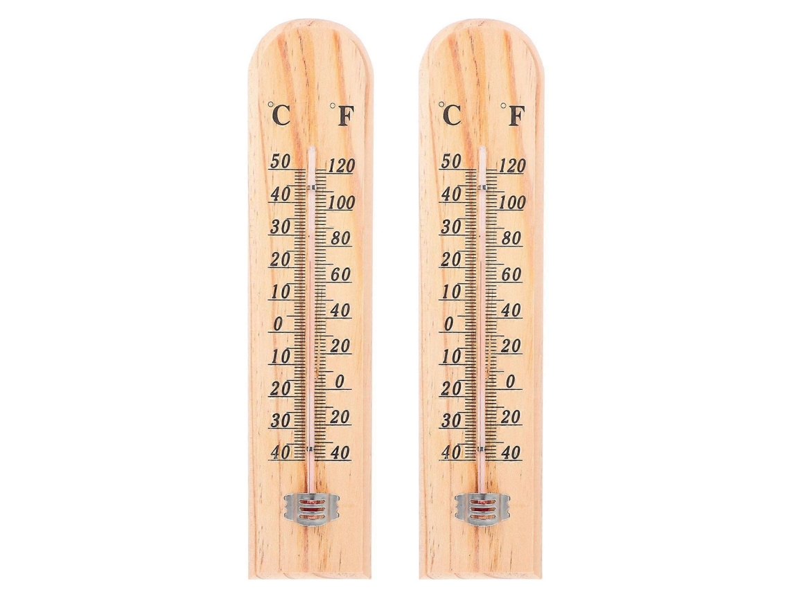 2 tacómetros de madera para una medición precisa de la temperatura, termómetro para interiores y exteriores para uso en almacenes y jardines, termómetro GOKOCO