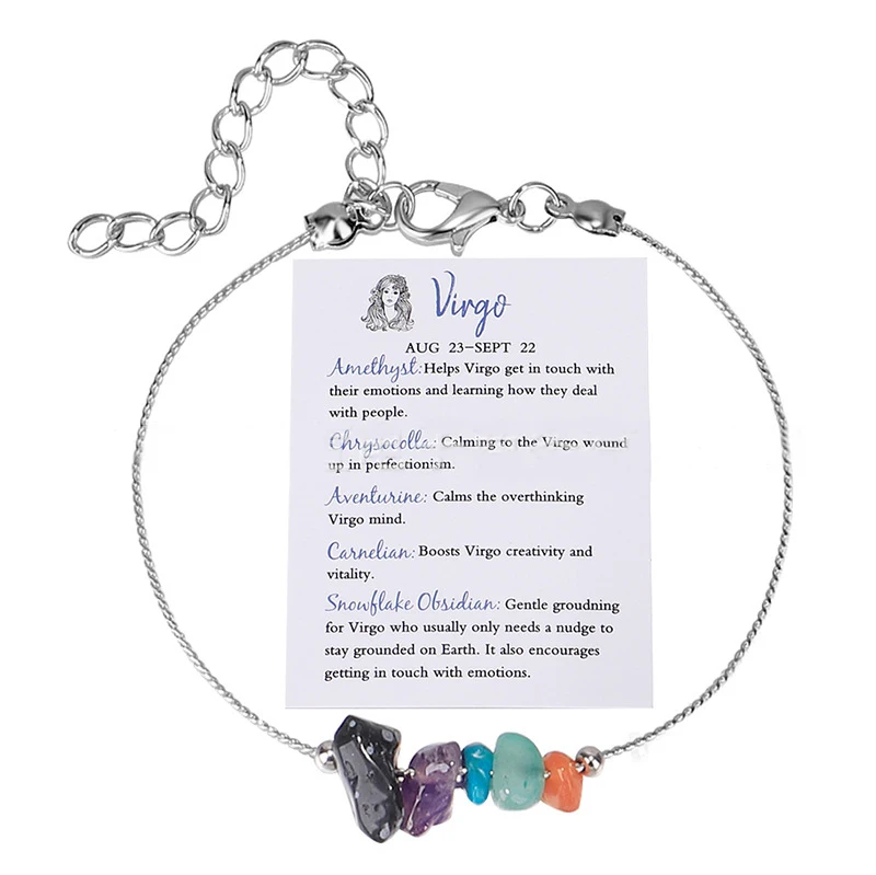 Pulsera Con Los 12 Signos Del Zodíaco (virgo), Brazalete De Cristal Natural Para Mujer.