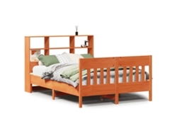 Maison Exclusive - Cama Sin Colchón Madera Maciza De Pino Marrón Cera 140x200 Cm