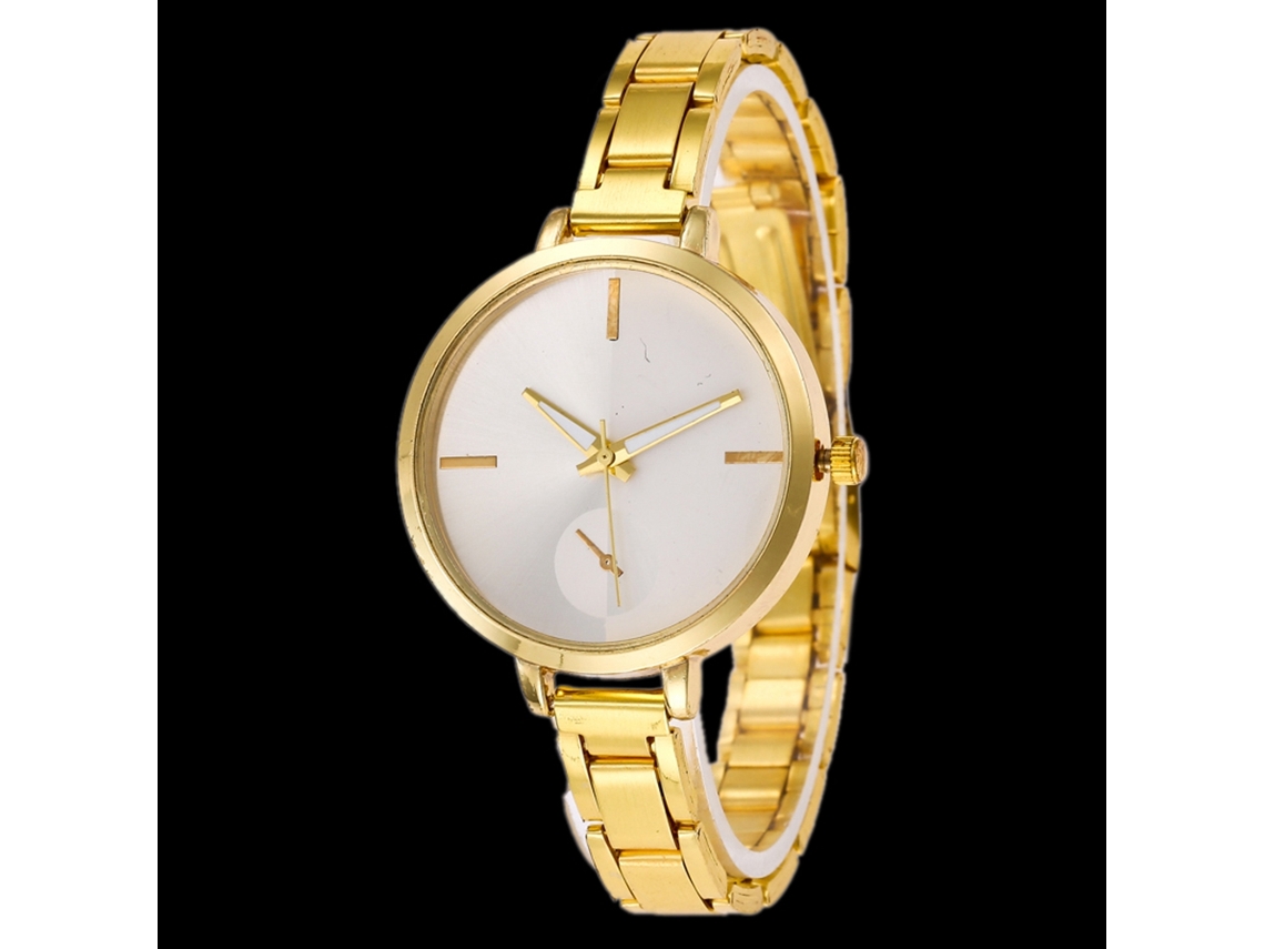 Reloj De Cuarzo Con Correa De Acero Estilo Universal Moderno Simple Decoración Dorado