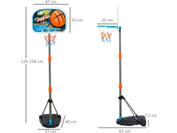 Canasta de Baloncesto HOMCOM con soporte de altura regulable (32 x 65 x 126-158 cm)