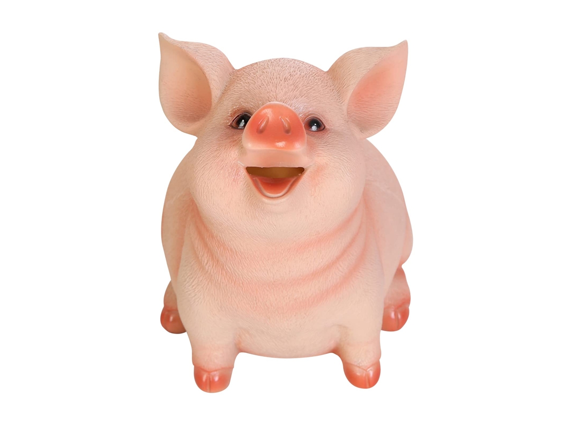 Hucha Cerdo Resina Forma Moneda, Ranura Ingreso Monedas, Regalo Infantil Rosa Tamaño L