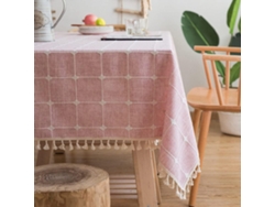 Toalha De Mesa De Linho E Algodão Estilo Japonês Com Listras Rosa.