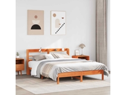 Cama Sin Colchón Madera Maciza De Pino Marrón Cera 140x200 Cm