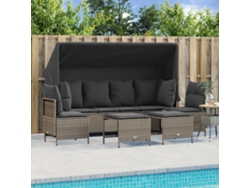 Conjunto de sofá de jardín de 5 piezas con cojines de mimbre gris claro DKD Home Decor