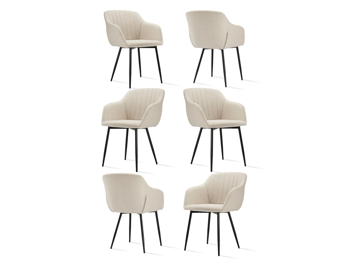 Sillas De Comedor Goeurvant 711(pack De 6, Beige, Tela)