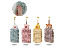 4 Toallas De Mano Colgantes Para Cocina Y Baño Con Bucle, Animales Cartoons Niños Microfibra Absorbente Vok