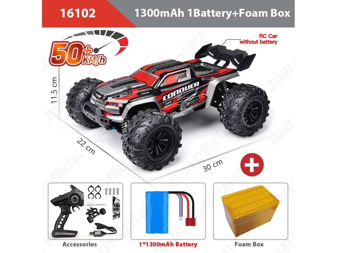 Coche todoterreno teledirigido 114 sin escobillas, tracción a las 4 ruedas, con LED, 2,4 G, color rojo, Aeuzwr